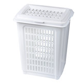 Корзина 50 л, с крышкой, для мусора/белья, прямоугольная, пластик, белая