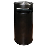 Урна уличная с пепельницей, кольцом для мешка, створка с замком, 70 литров, черная,Метрополь-2