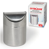 Урна для мусора LAIMA настольная, с качающейся крышкой, 1,2 л, нержавеющая сталь
