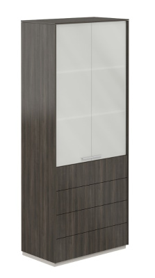 Шкаф высокий со стеклом мат. NZ-0312.BT.BT