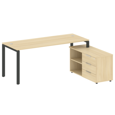 Рабочая станция на П-образном м/к с опорной тумбой правая БП.РС-СТС-2.5 (R)