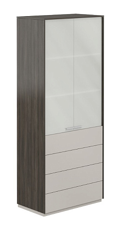 Шкаф высокий со стеклом мат. NZ-0332.BT.GS