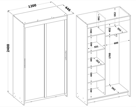 Шкаф-купе Контур ШР-124.2 с зеркалом