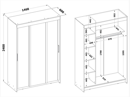 Шкаф-купе Контур ШР-156.2 с зеркалом
