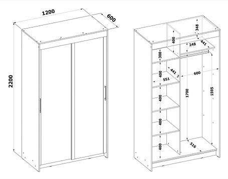 Шкаф-купе ШР-2126.2 с зеркалом
