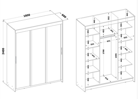 Шкаф-купе Контур ШР-186.31 с зеркалом