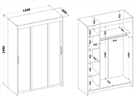 Шкаф-купе Контур ШР-156.2