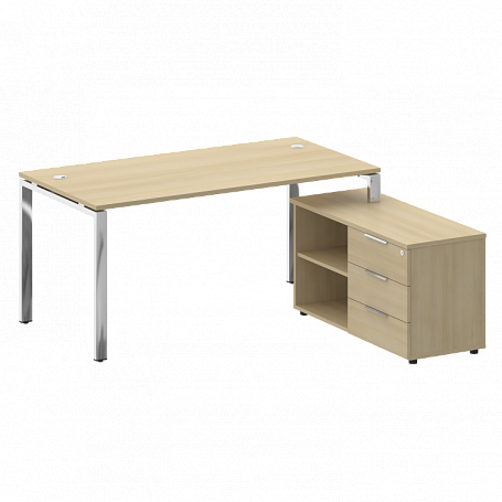 Стол рабочий руководителя с опорной тумбой правый БГ.СРТ-4.8 (R)
